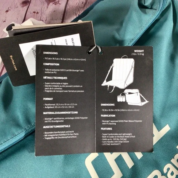 Burton Idletime Stadium Chair with Built In Insulated Six Can Cooler - Picture 10 of 11